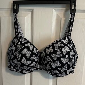 Juicy Couture Black Bra with White Butterfly Print